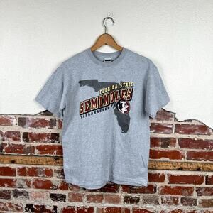Vintage Florida State Seminoles Shirt Sz Medium Grey Short Sleeve Crewneck NCAA